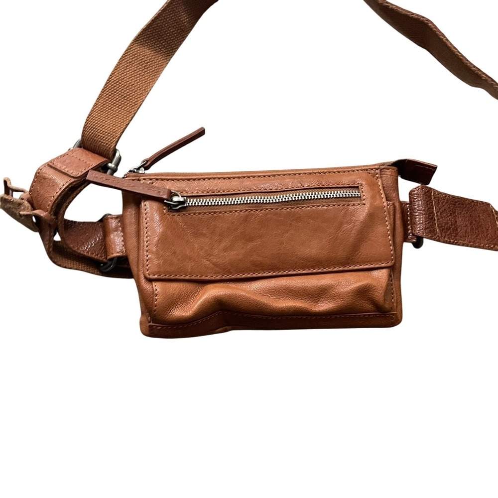 Spikes & Sparrow Cognac Leather Belt Bag Fanny Pack Crossbody Waist Bag - Picture 3 of 9